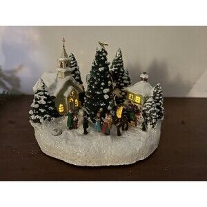 Vintage Thomas Kinkade St. Nicholas Circle Teleflora Diorama Music Box Works!